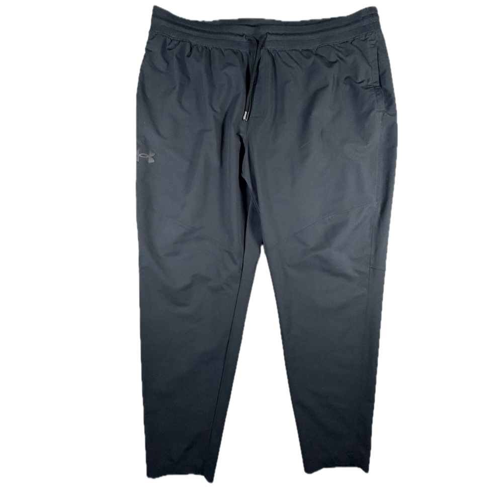 Under Armour Men’s Black Woven Track Pants 3XL Zip Pocket Drawstring Joggers